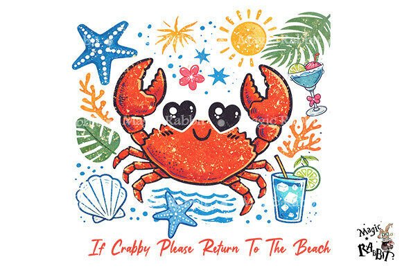 Download Cute Crab Beach Funny Summer PNG - Summer Collection