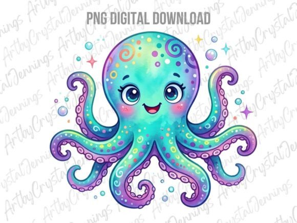 Download Cute Ocean Watercolor Octopus PNG - Octopus Collection