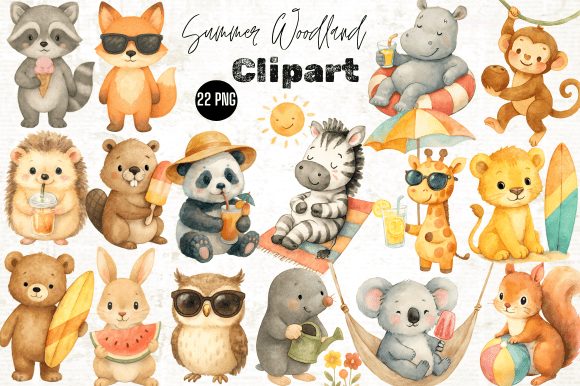 Download Summer Woodland Animals Clipart Bundle - Summer Collection