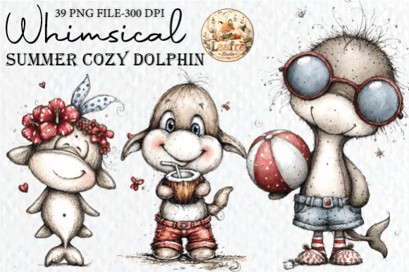 Download Whimsical Summer Cozy Dolphin Clipart - Summer Collection