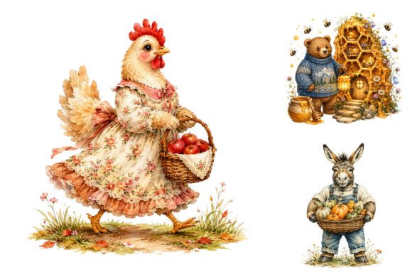 Download Cute Cozy Fall Animals Harvest Clipart - Fall Collection