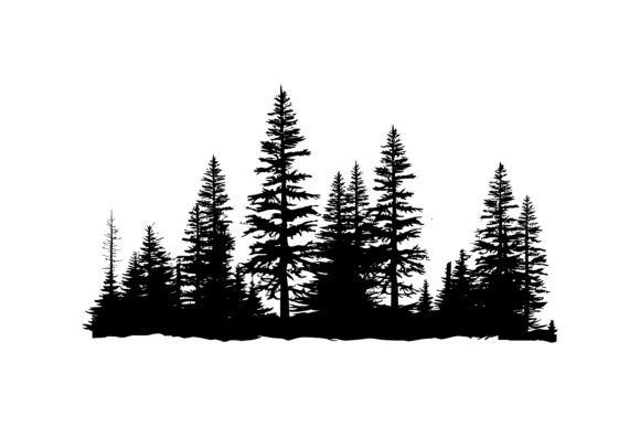 Download Vintage Pine Trees, Forest Silhouette - Vintage Collection