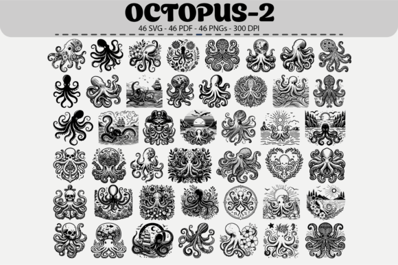 Download Octopus SVG Pack – 46 Designs - Octopus Collection