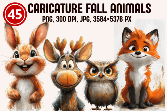 Download Cartoon Caricature Fall Animals - Fall Collection