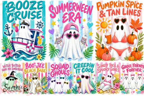 Download Summerween Ghost Bundle Sublimation PNG - Summer Collection