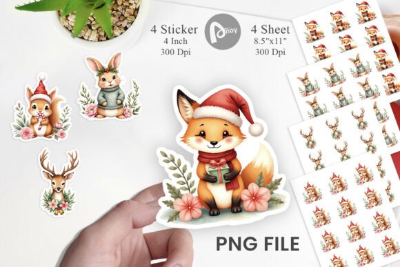Download Sticker Vintage Christmas Animals - Vintage Collection