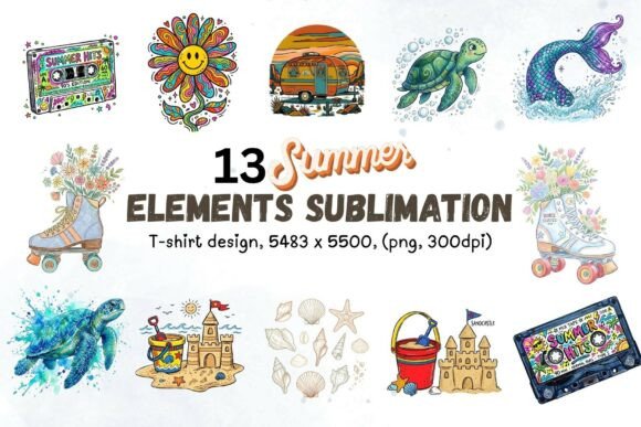 Download 13 Summer Elements Sublimation Bundle - Summer Collection