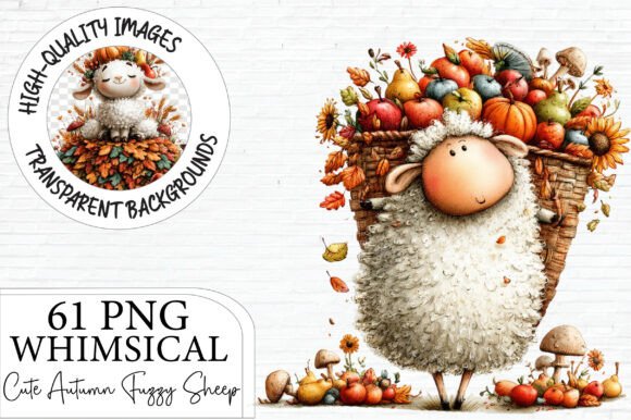 Download Cute Autumn Fuzzy Sheep Clipart Bundle - Sheep Collection