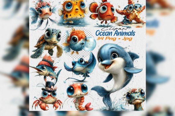 Download Ocean Animals Clipart PNG Summer Bundle - Summer Collection