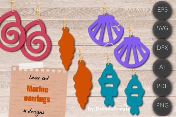 Download Summer Earrings, Marine Laser Cut Files - Summer Collection