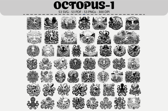 Download Octopus SVG Collection – 53 Designs - Octopus Collection