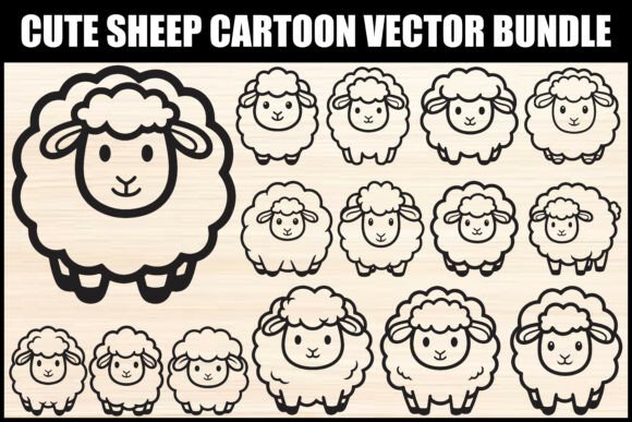 Download Cute Sheep Cartoon Vector Bundle - Sheep Collection