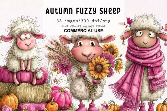 Download Cute Autumn Fuzzy Sheep PNG Clipart - Premium Resources