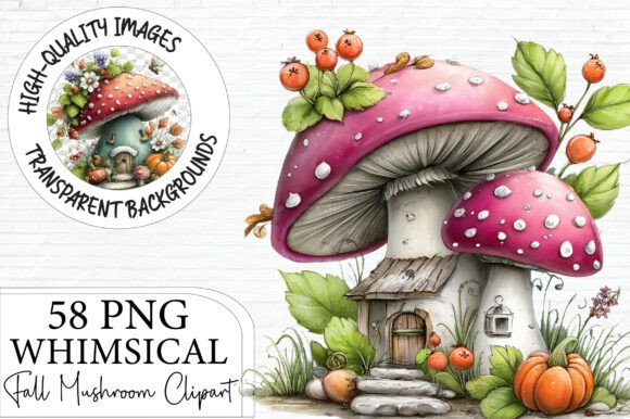 Download Whimsical Fall Mushroom Clipart Bundle - Fall Collection