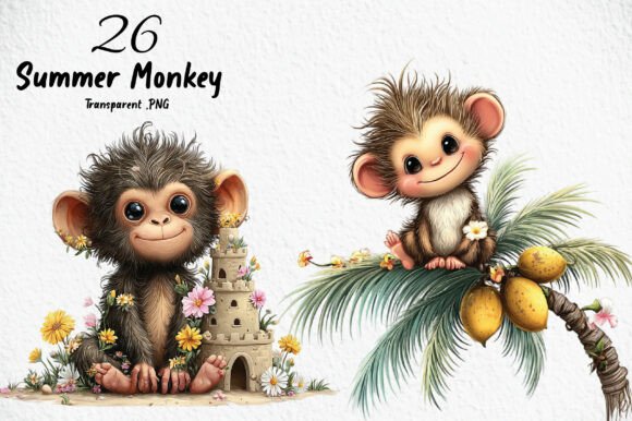 Download Whimsical Summer Monkey Clipart - Summer Collection