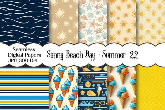 Download Sunny Beach Day - Summer Patterns Set - Summer Collection