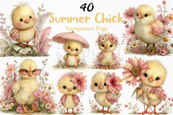 Download Whimsical Summer Chick Clipart PNG - Summer Collection