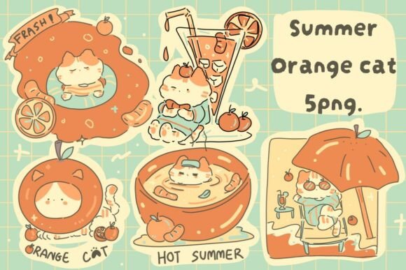 Download Cute Summer Orange Cat - Summer Collection