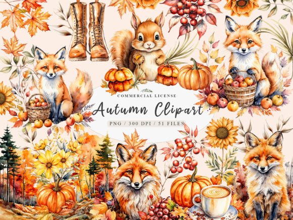 Download Cozy Fall Clipart, Fall Animals Clipart, - Fall Collection