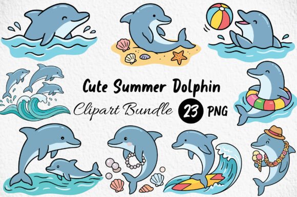 Download Cute Summer Dolphin Clipart - Summer Collection