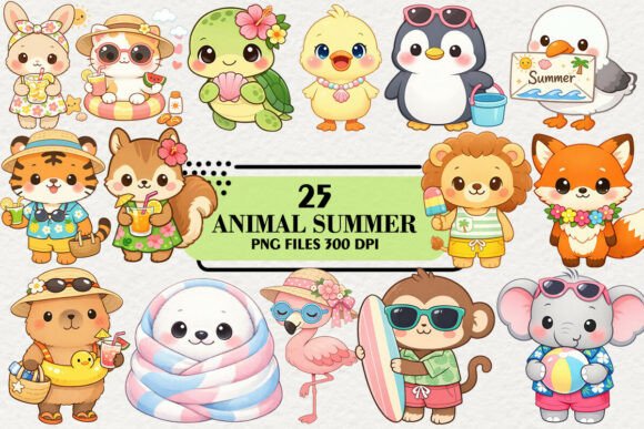Download Kawaii Beach Animal Summer Clipart - Summer Collection