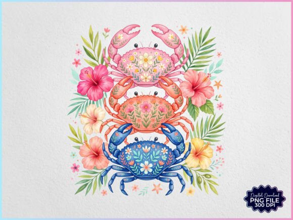 Download Floral Crab Coastal Summer Beach PNG - Summer Collection