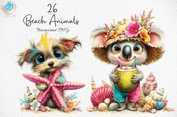 Download Whimsical Summer Beach Animals Clipart - Summer Collection