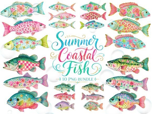 Download Preppy Summer Png Bundle Coastal Fish - Summer Collection