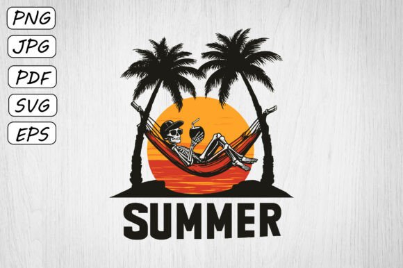 Download Funny Summer Skeleton Hammock Clipart - Summer Collection